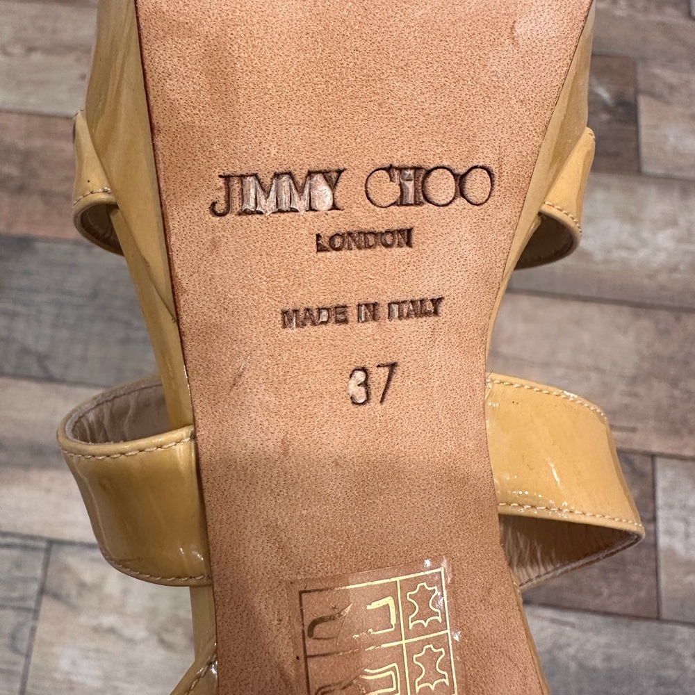 Jimmy Choo Tan Nude Strappy High Heel Sandals Platform High Stiletto Designer - Picture 11 of 11
